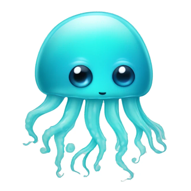 Light blue turquoise jelly fish cute eye sticker
