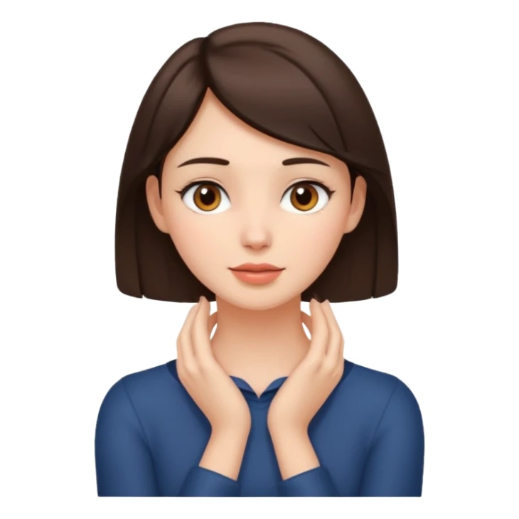 a brunette woman with two hands on her neck sticker