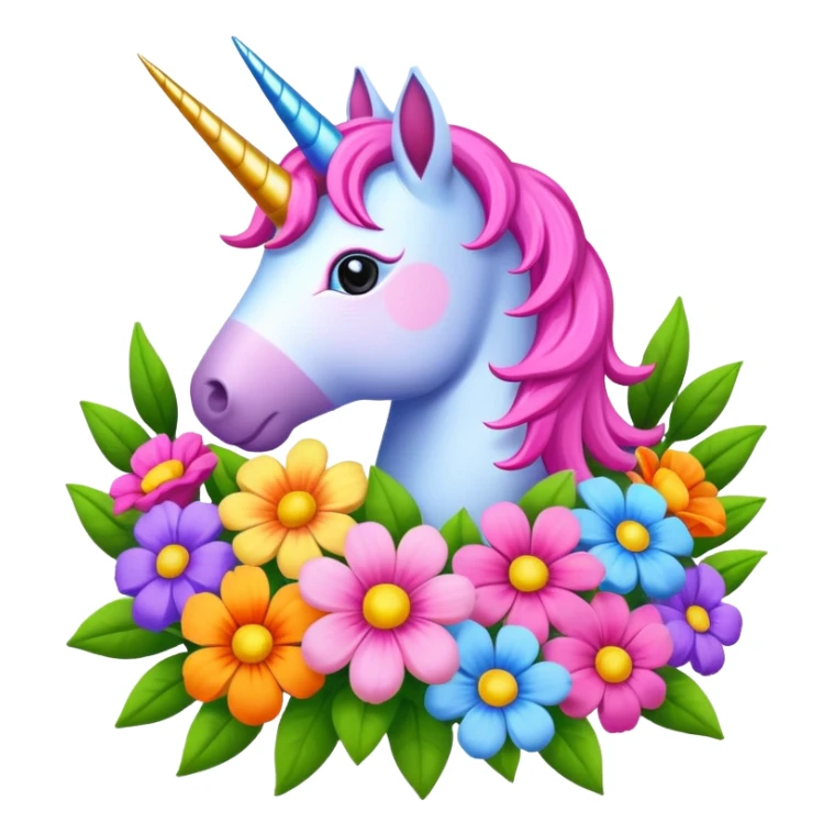 Bouquet of flowers with unicorns in the middle sticker
