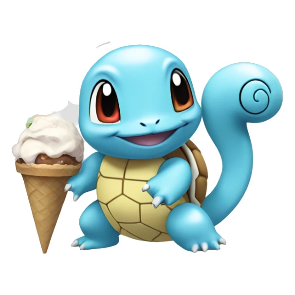 pokemon squirtle with flower and ice cream sticker