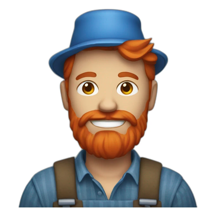 farmer with red beard and blue skin sticker