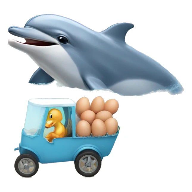 dolphin hatches an egg when dolphin takes the egg to a wagon and puts the egg in the wagon to hatch then dolphin rides along to the sea world farn to tell about a egg sticker