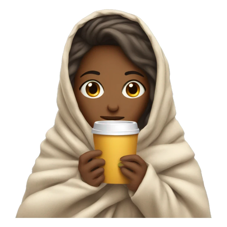 girl inside a blanket sipping coffee eyes closed sticker