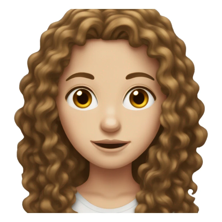 white girl with long brown dark curly hair sticker