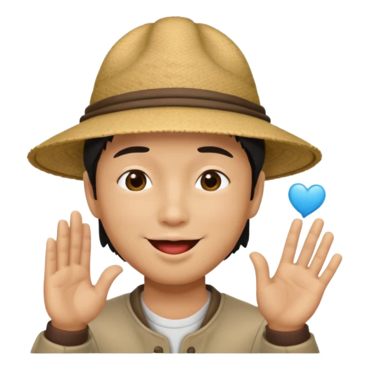 asian man in asian hat blowing a kiss sticker