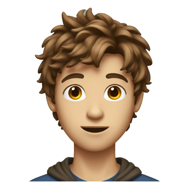 A rather slim 15-year-old boy with messy brown hair  sticker