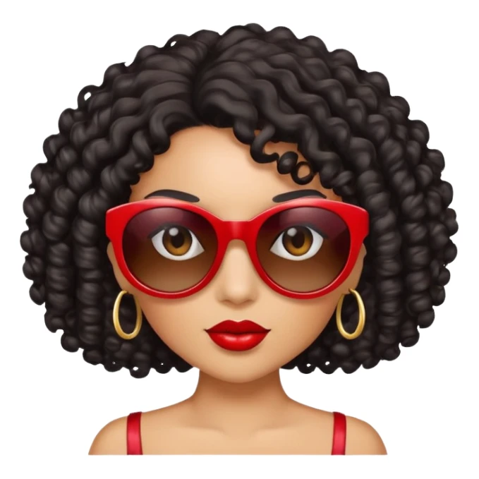 red diva with black curly hair and sunglasses and light brown skin sticker