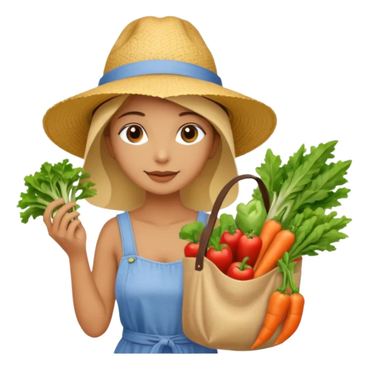 Shopper with veggie tote,Farmers’ Market sticker