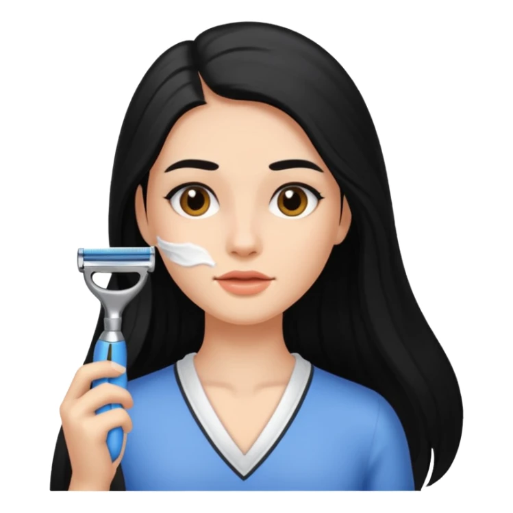 woman black long hair shaving sticker