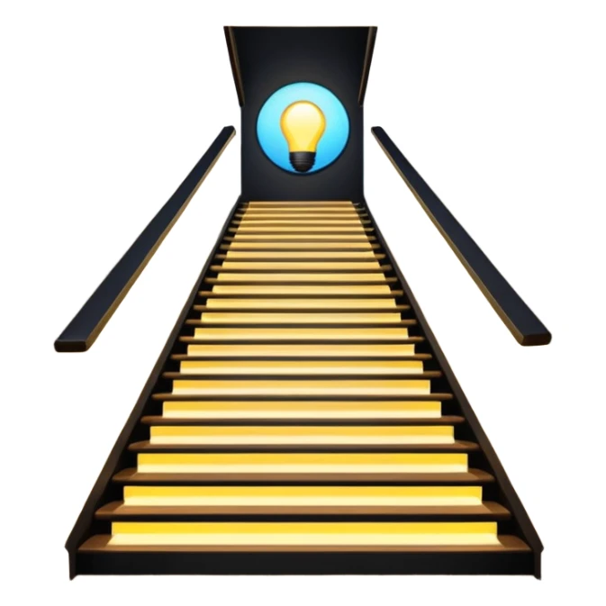 Lights up stairs 1 at floor looking down stairs sticker