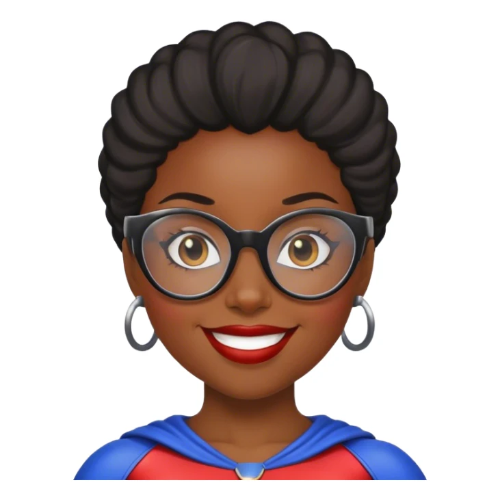 Black girl superhero with glasses  sticker