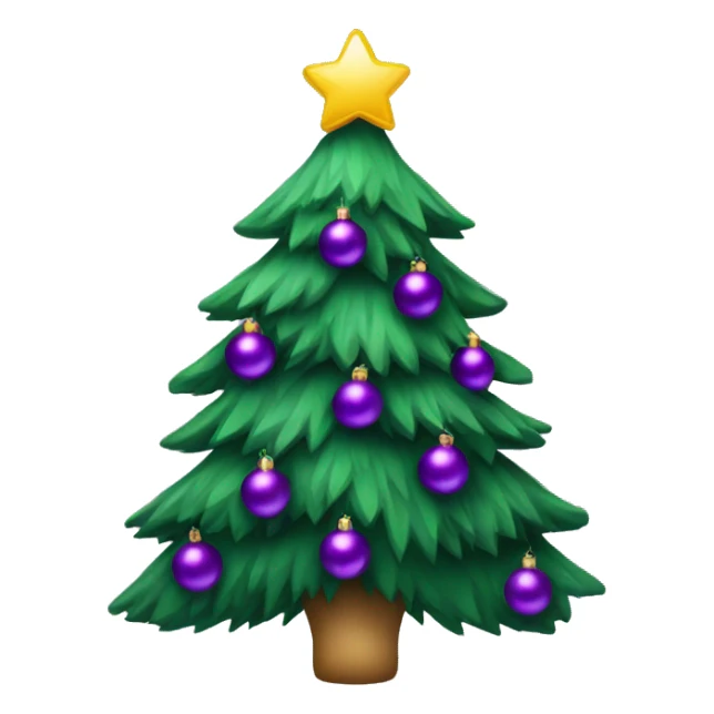 Green Christmas tree with purple ornaments sticker