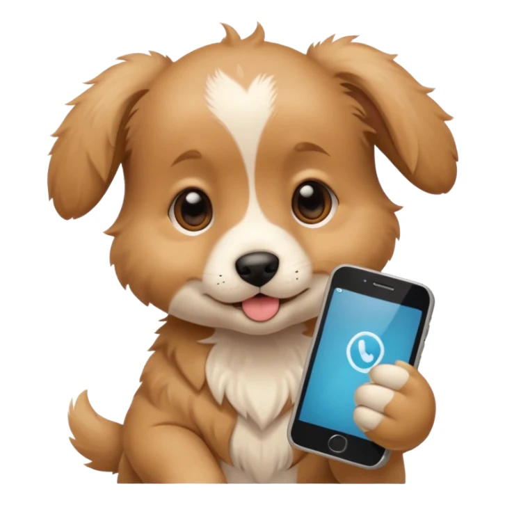 puppy with phone sticker