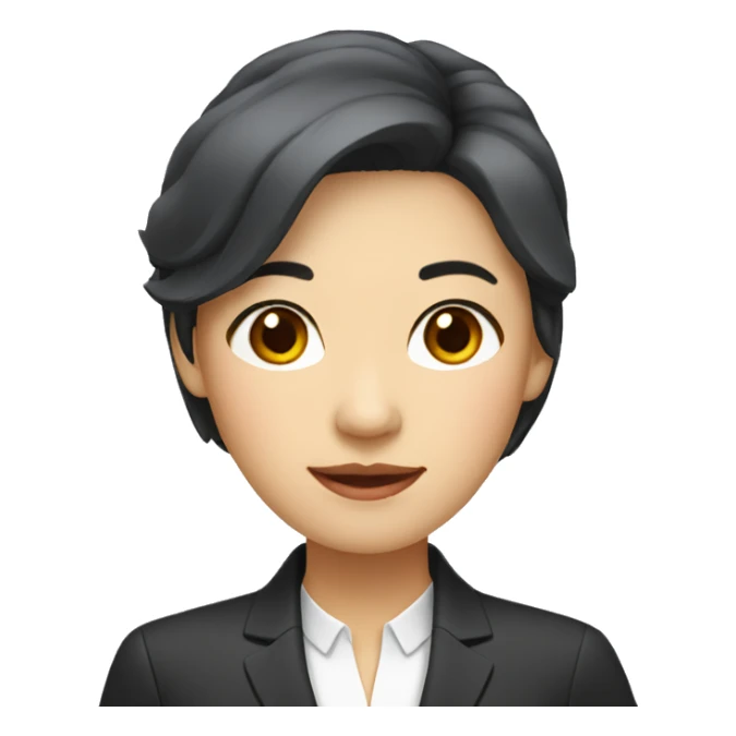 middle aged asian woman wearing suit black hair sticker