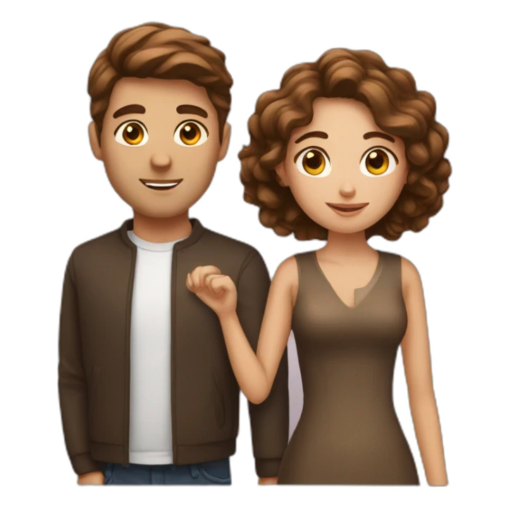 Brown hair lady with brown hair boyfriend sticker