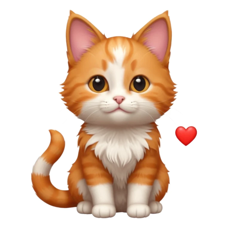 ginger kitten with a heart loves you sticker