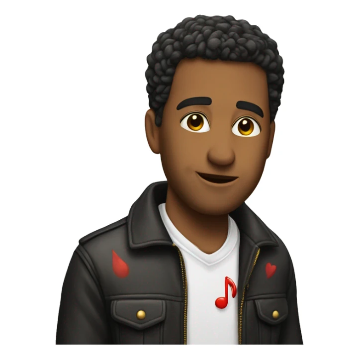 Emoji d enamorado con música  sticker