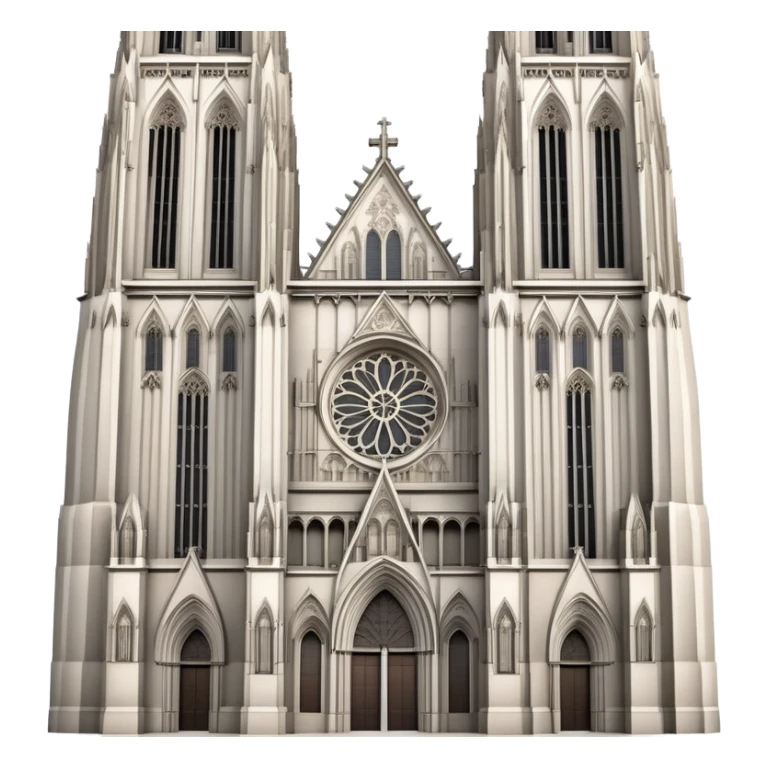 Cinematic Realistic Cologne Cathedral Landmark Emoji, showcasing Gothic architecture rendered with detailed stone textures and majestic, dynamic lighting. two tall  tall towers on either side sticker