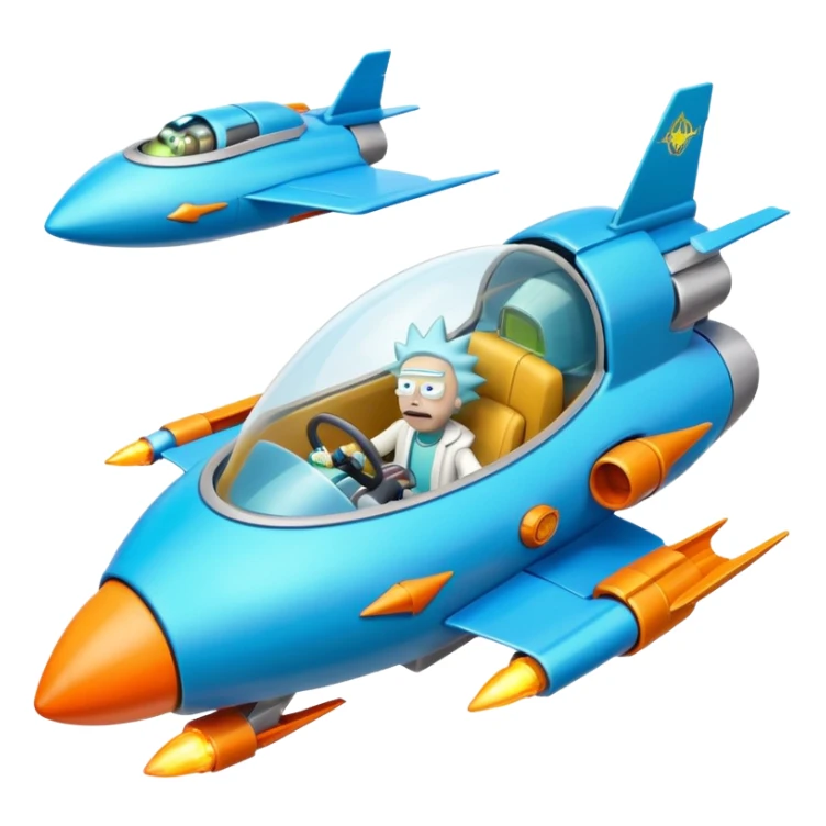 Hot wheels Rick and Morty flying in a spaceship to citadel sticker