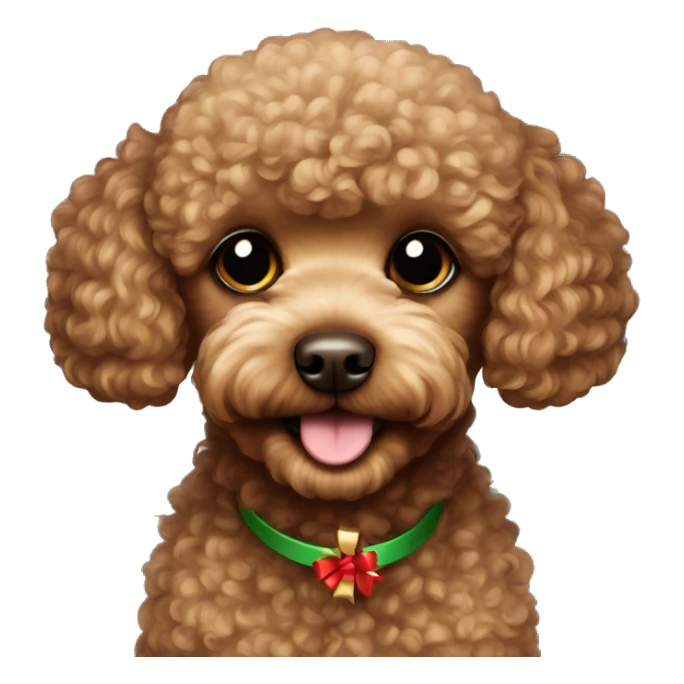 Brown toy poodle Christmas  sticker