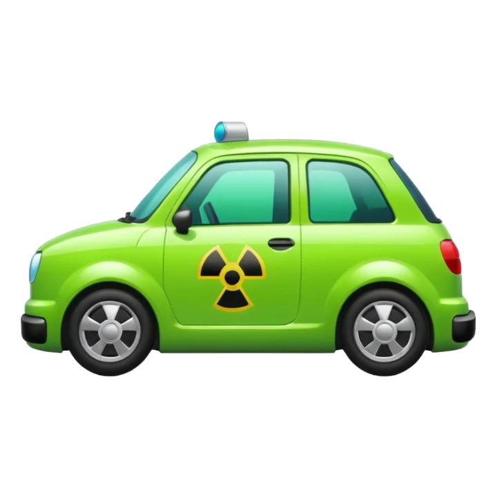 Create an emoji car color radioactive green. I need only the car. sticker