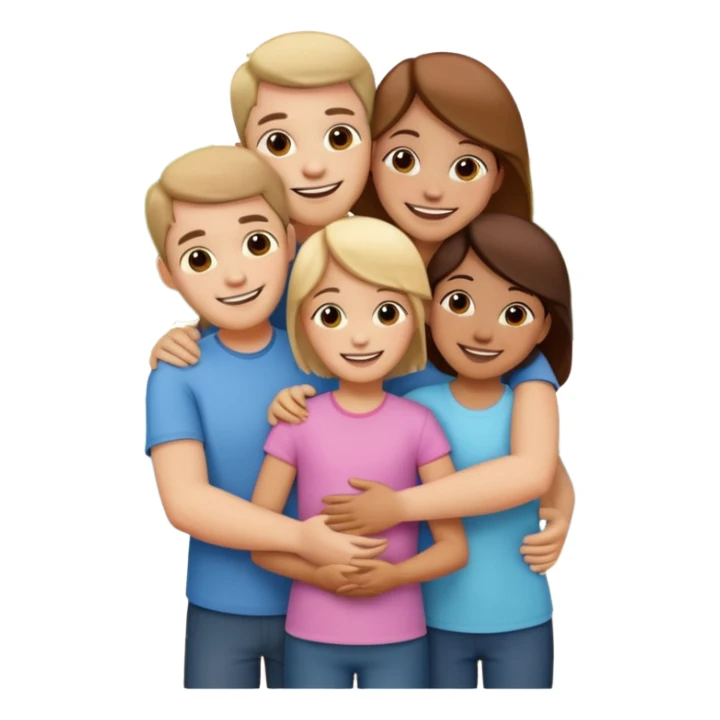family of 5 hugging each other sticker