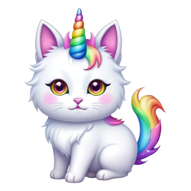 Cute unicorn cat with rainbow horn and sparkly eyes sticker