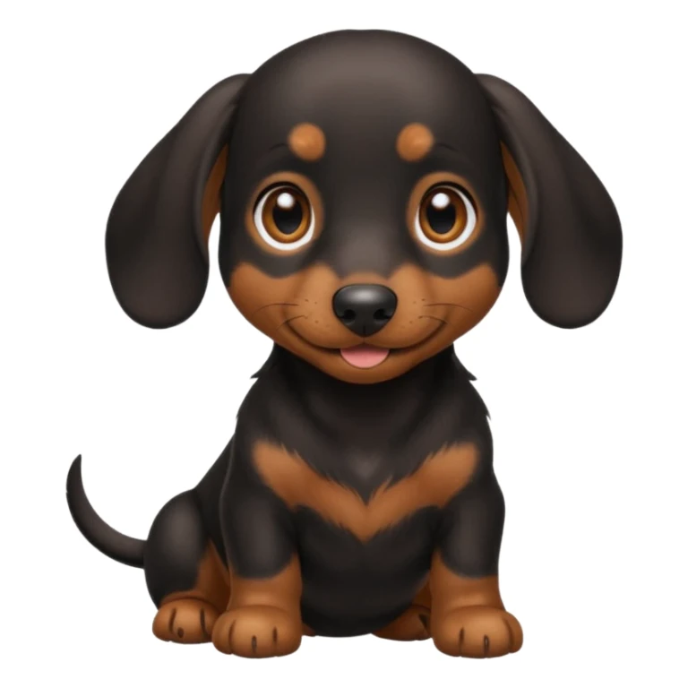 Black miniature Daschund puppy looking happy sticker