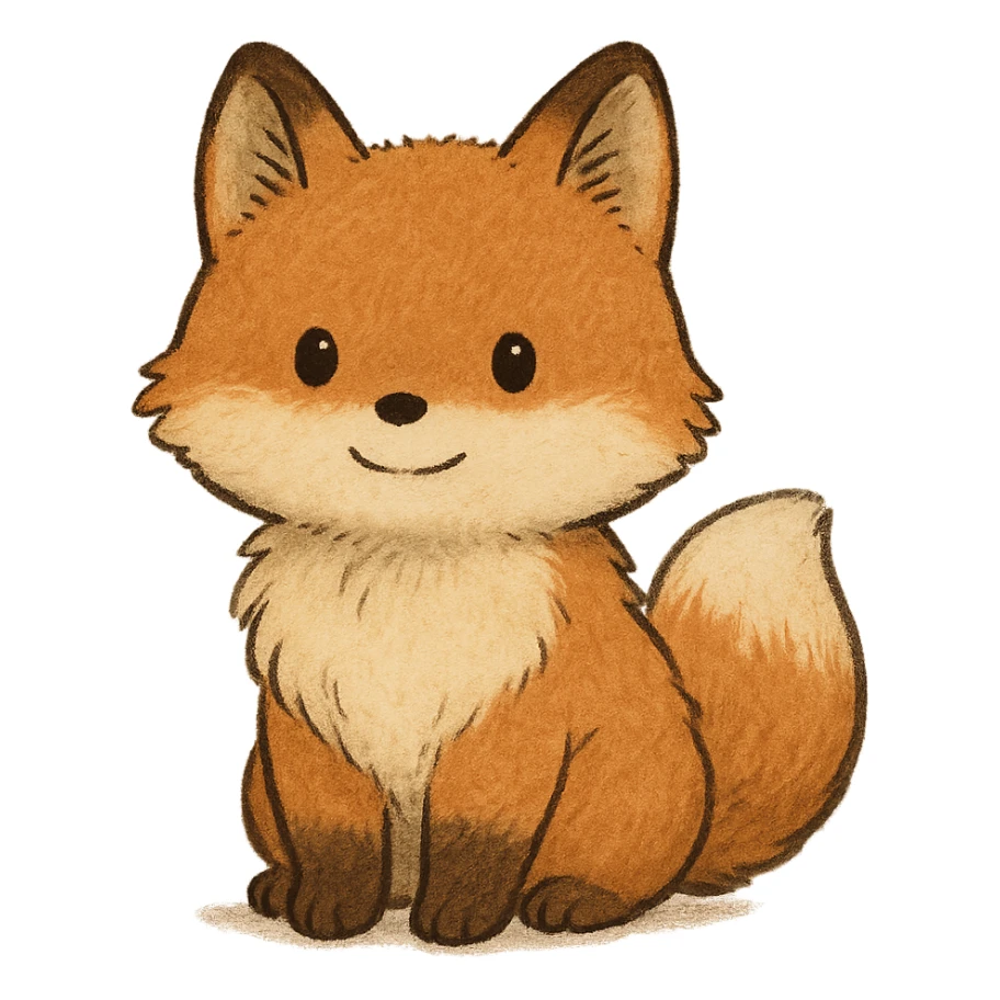 A cute, fluffy fox with a round head in the style of Studio Ghibli. sticker