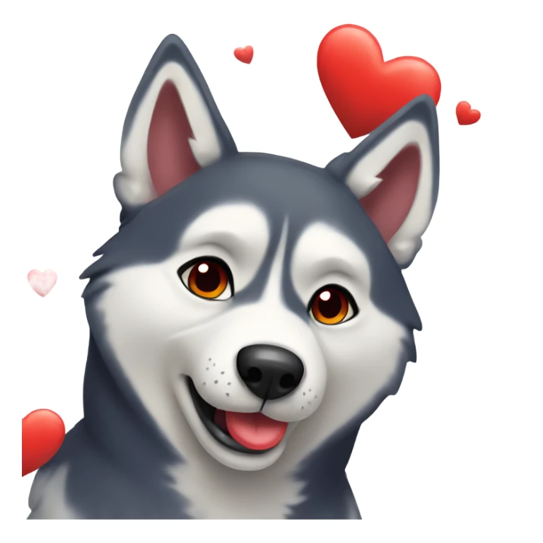 Husky blowing kiss with red heart sticker