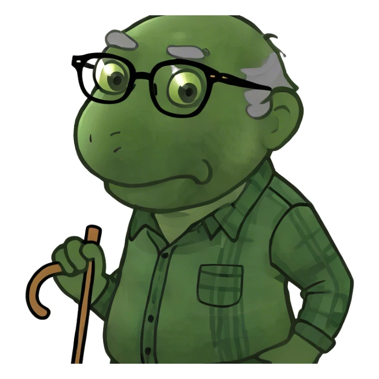 grandpa holding his back with a cane  sticker