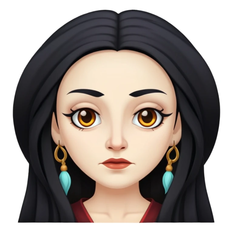 Bruja blanca con cabello largo negro y piel blanca  sticker