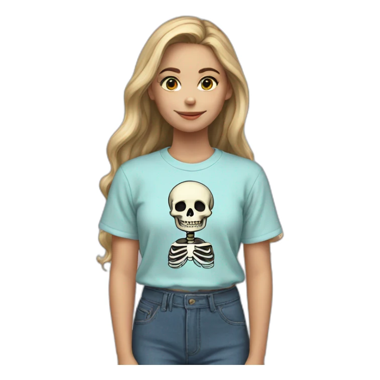 girl waering skeleton shirt sticker