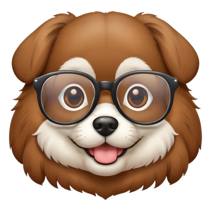 dog wearing glasses with a sweet smile sticker