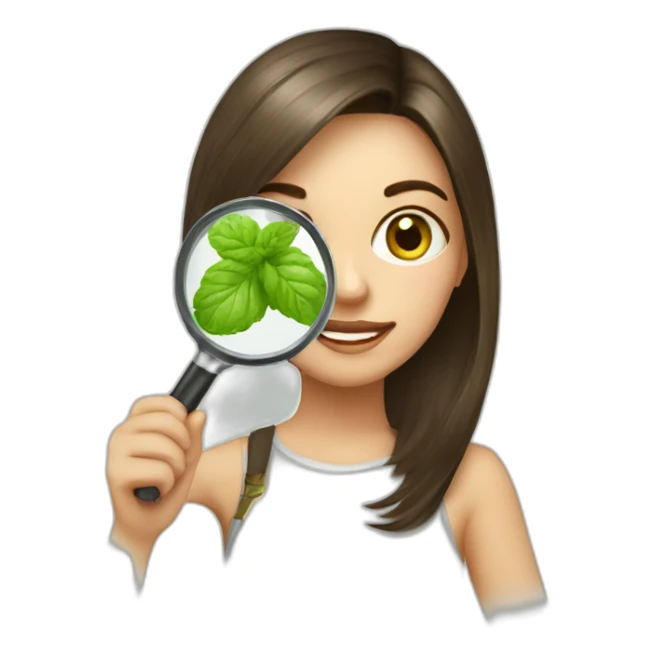 brunette girl + magnifying glass + mojito sticker