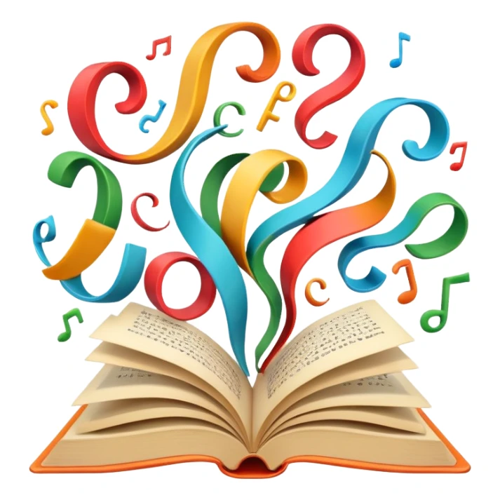 Open book with playful letters swirling out, symbolizing creative wordplay sticker
