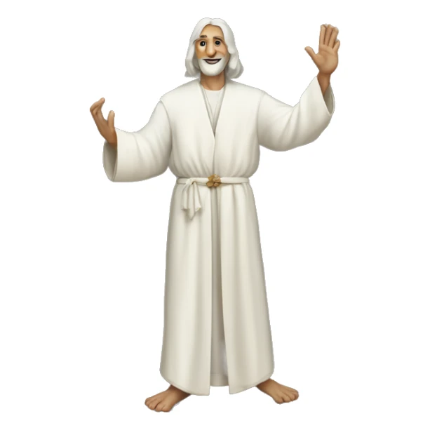 A full-length prophet in a white robe waves his hand, with the inscription "Привет" in the center at the bottom sticker