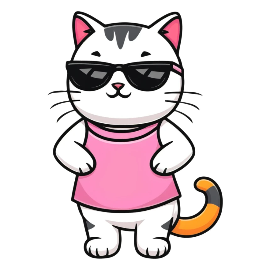 Cat with sunglasses pink dress ￼ sticker