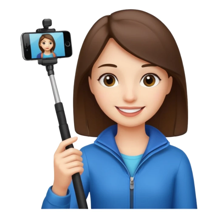 girl with phone selfie stick sticker