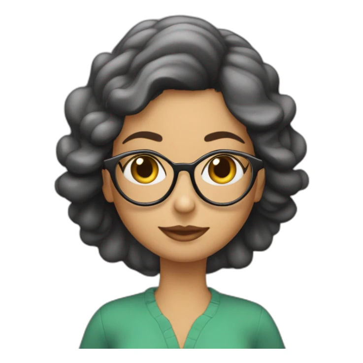 Chica morena de pelo largo liso con piel blanca gafas y dos chichos sticker