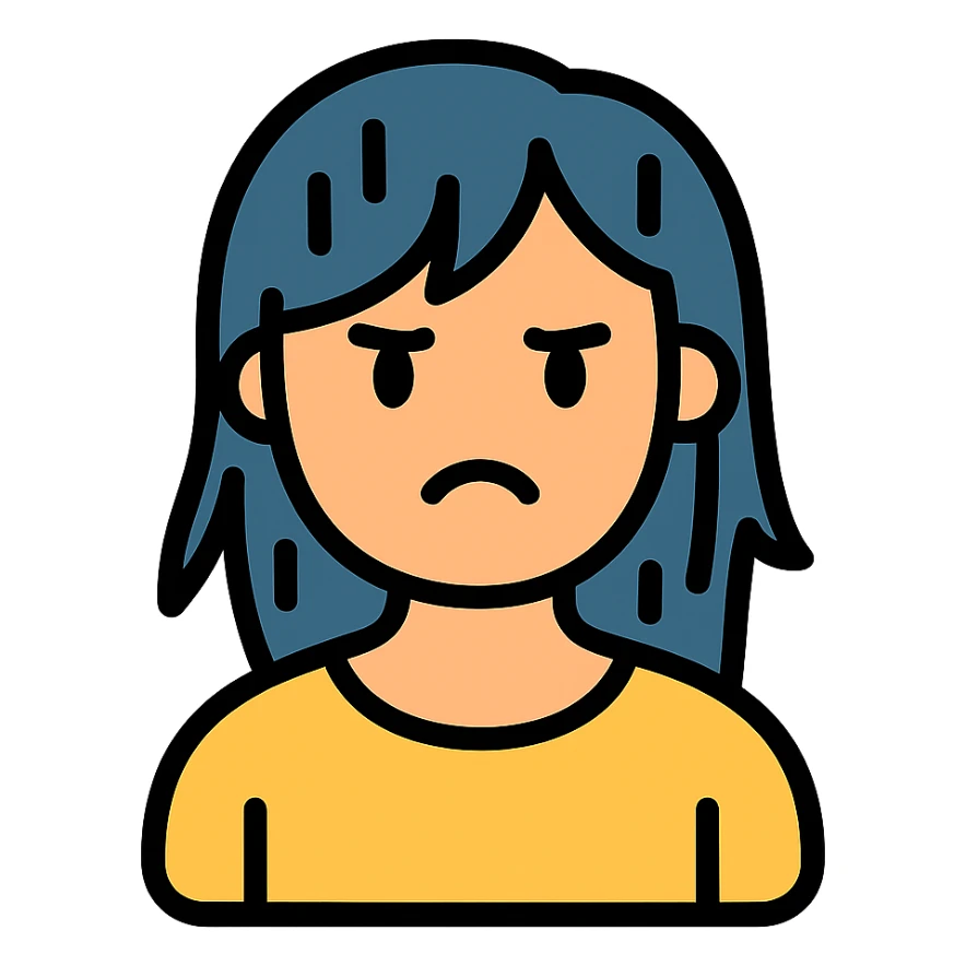 woman with dissatisfied face and wet hair sticker