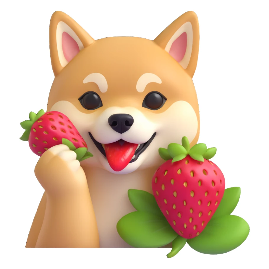 shiba inu eating strawberries sticker