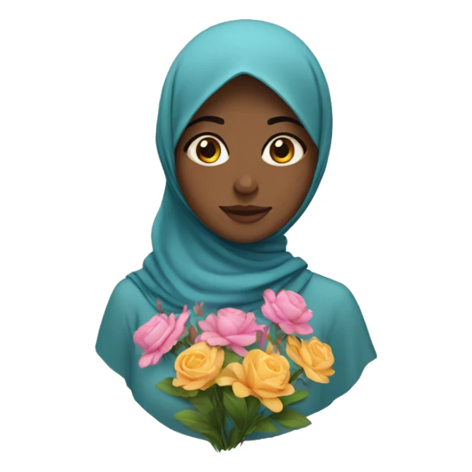 Muslim girl with flowers  sticker