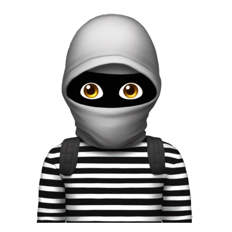make myself a robber emoji with black balaclava and black and white striped shirt  sticker
