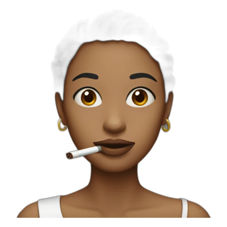 woman holding cigarette sticker