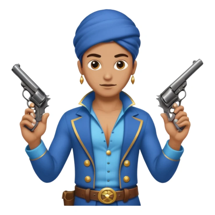 genie holding a revolver in one hand and an iphone on the other sticker