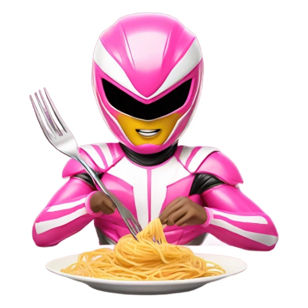 Pink power ranger eating pasta sticker