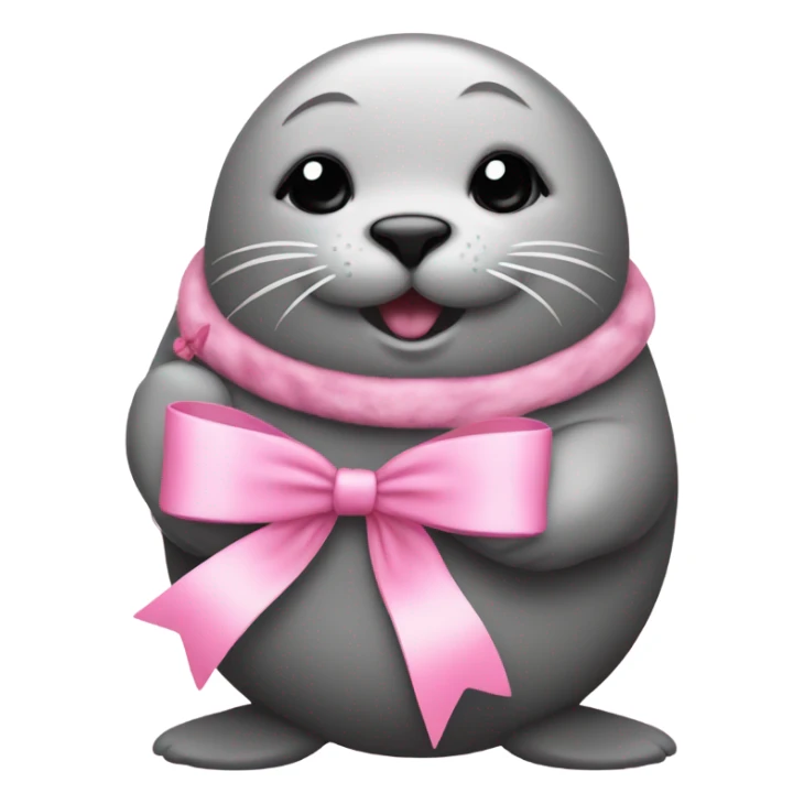 Really fat seal holding a kitten with pink bows sticker