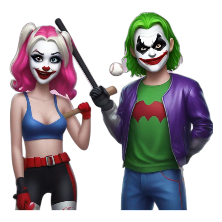 Joker and Harley Quinn with gum and baseball bat sticker