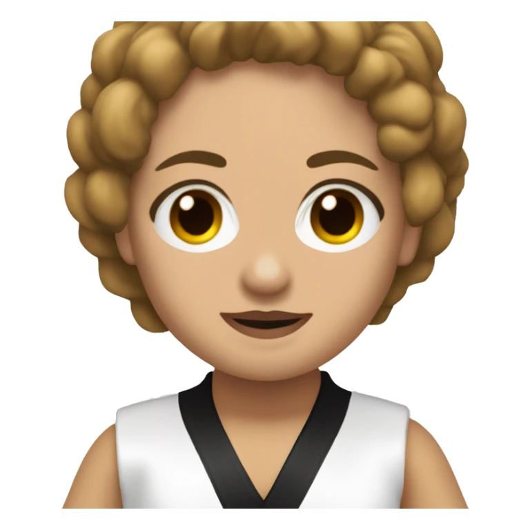 cabello malo y ojos marrones claros, vestido con un uniforme de karate, con una cinta negra en la frente sticker